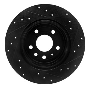 Chevrolet Astra Brake Rotor (1) - Rear Left - R1 Concepts - Drilled & Slotted - Black - `97-`08
